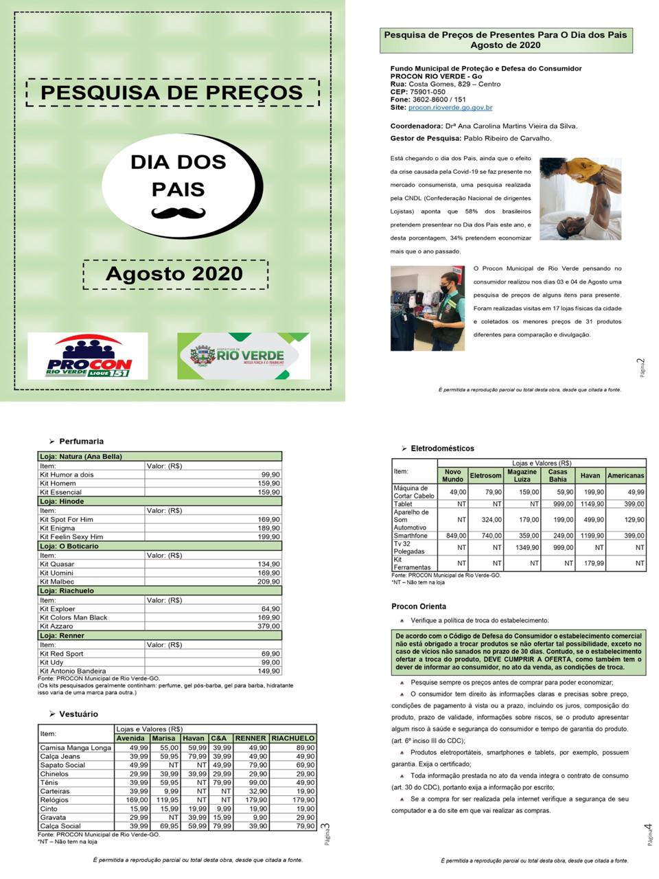 Pesquisa de Preços de Presentes Para O Dia dos Pais Agosto de 2020